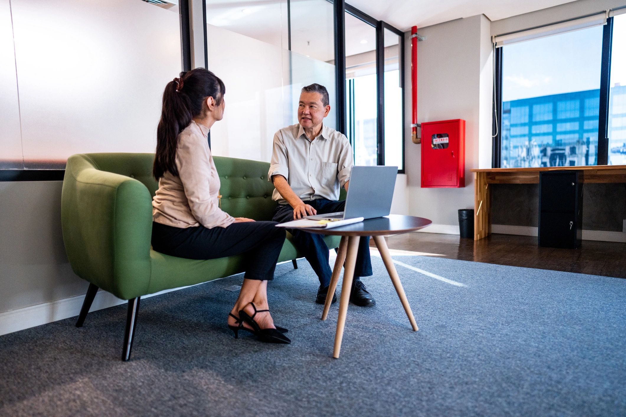 Leaders in a focused strategy discussion